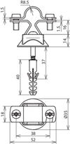 Stangenhalter NIRO f. Rd 16mm m. Holzschraube u. K-Dübel D 8mm