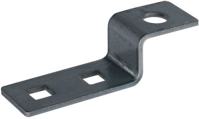 Endstück Z-Form m. 2 Vierkantlöcher D 11mm u. 1 Rundloch D 13mm NIRO