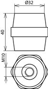 Isolator f.PA-Schiene H40 SW36 M10/M10 UV-beständig