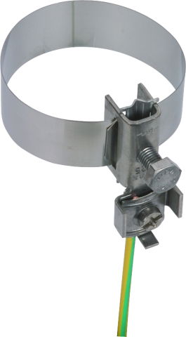 Erdungsbandrohrschelle D 27-60mm m. Anschlussklemme 2 x 4-25mm² NIRO