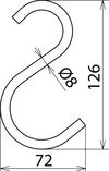 Haken D 8 mm Größe 130 / 72 mm z. Befestigung d. Abdecktücher -1000V