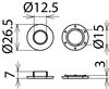 Öse a. Kunststoff Bohrung 12 mm z. Anbringen an Abdecktücher -1000V
