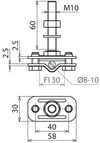 Anschlussklemme f. Erdungsfestpunkt M10  f. Rd 8-10/Fl 30mm  NIRO (V4A)
