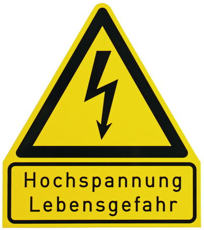 WuH-Schild  Hochspannung - Lebensgefahr Werkstoff: Kunststoff Ersatz für Art.Nr. 700030