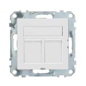 Datendose 2xRJ45 8/8 KAT.6A Geschirmt mit Zentralplatte Exxact weiss