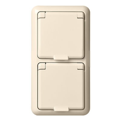 Steckdose 2-fach komplett 16A FASHION IP44 Steckklemme reinweiß