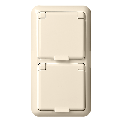 Steckdose 2-fach komplett 16A FASHION IP44 Steckklemme reinweiß