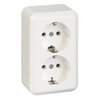 Steckdose 2-fach 16A CONTURA Schraubklemme reinweiß