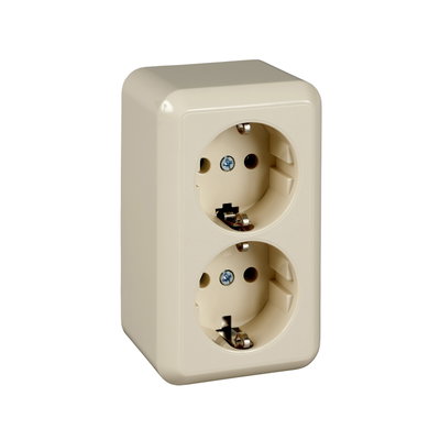 Steckdose 2-fach 16A CONTURA Schraubklemme perlweiß