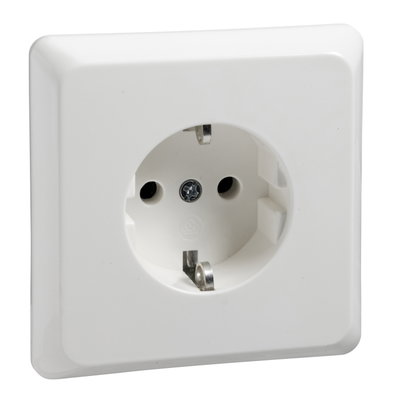 Steckdose für Geräteträger m. Bodbef. 2fach 16A RENOVIERUNG Schraubklem reinweiß