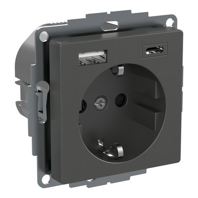 Steckdose mit USB-Ladegerät Typ A und Typ C / 3,0 A Exxact anthrazit