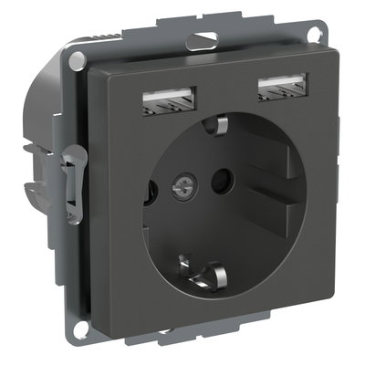 Steckdose mit erhöhtem Berührungsschutz USB 16A/250V DIN49440 EXXACT anthrazit