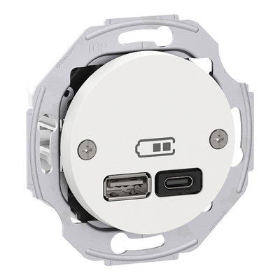 USB Ladestation mit Zentralplatte 2 Ausgänge 45W, Typ A+C, weiß, Renova