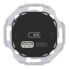 USB Ladestation mit Zentralplatte 2 Ausgänge 45W, Typ A+C, schwarz Renova