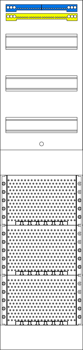 Kombinationsfeld 1-feldrig, H=1050mm, Vert. 3r, Komm., VK7