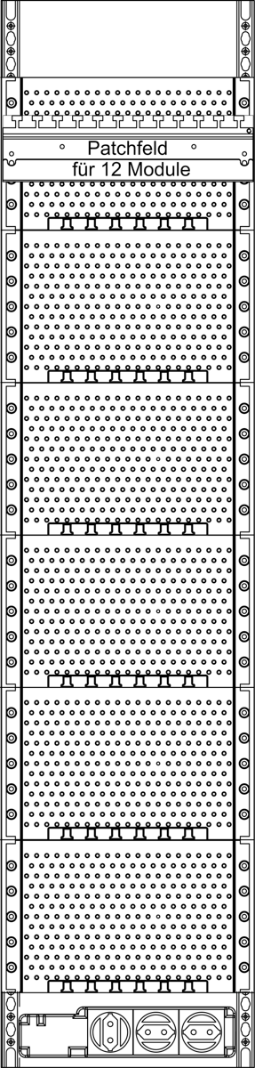 Multimediafeld 1-feld. KX7-MP1, H=1050mm, STECKD3K, PATCH12, 6x RJ45, 10x KKL, GK45