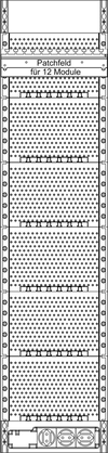 Multimediafeld 1-feld. KX7-MP2, H=1050mm, STECKD3K, PATCH12, 10x KKL, GK45
