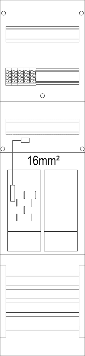 Zählerfeld 1-feldrig, H=1050mm, 1-eHZ 16mm² mit DS, 1 Res., ER6DS-16