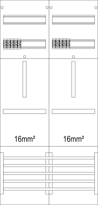 Zählerfeld 2-feldrig, H=1050mm, 2-3.HZ 16mm², Z21B-16