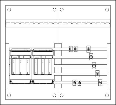 NH-Verteiler Trenner zweifach, H=500mm, B=550mm, T=165mm, IP31/43