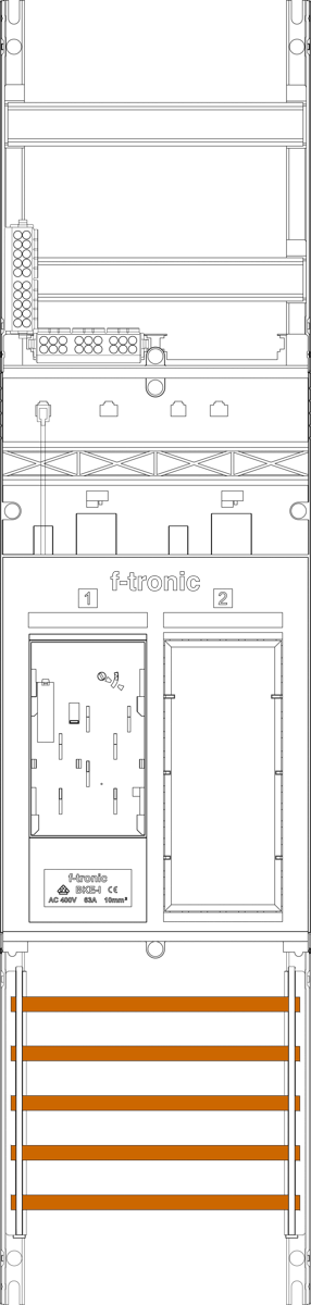Zählerfeld ER6DS, 1-feldrig, H=1050mm, 1-eHZ mit DS, 1 Res.