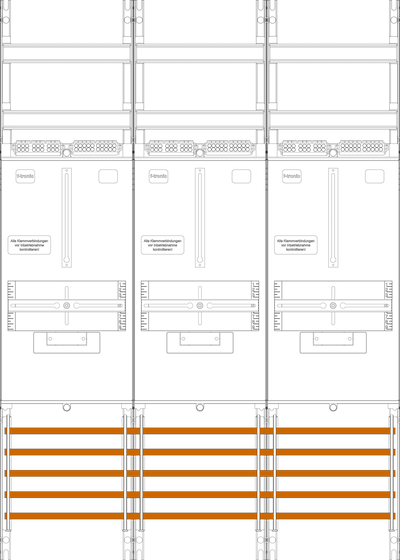 Zählerfeld Z31B, 3-feldrig, H=1050mm, 3-3.HZ