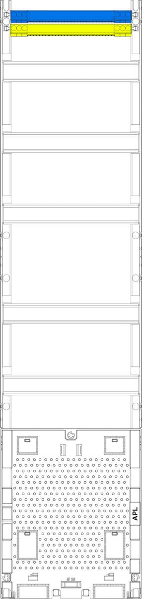 Verteilerfeld V17APZ, H=1050mm, 1-feldrig, 5-reihig, APZ-Platz, inkl. APL-Set