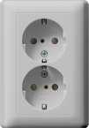 2f-SCHUKO-Steckd. SP + Vollpl. System 55 Grau m