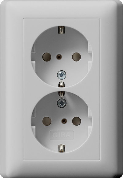 2f-SCHUKO-Steckd. SP + Vollpl. System 55 Grau m