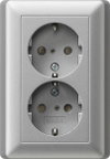2f-SCHUKO-Steckd. SP + Vollpl. System 55 F Alu