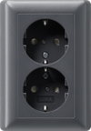 2f-SCHUKO-Steckd. SP + Vollpl. System 55 Anthrazit