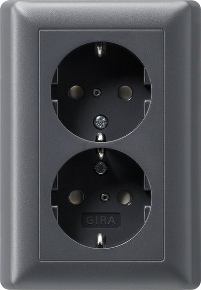 2f-SCHUKO-Steckd. SP + Vollpl. System 55 Anthrazit