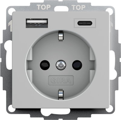SCHUKO SP USB-Spannungsvers. 2f Typ A/C System 55 Grau m