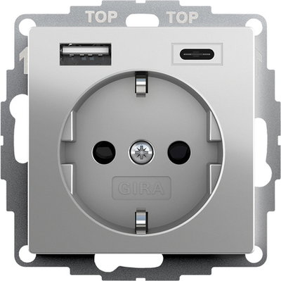SCHUKO SP USB-Spannungsvers. 2f Typ A/C System 55 Edelstahl(lack.)