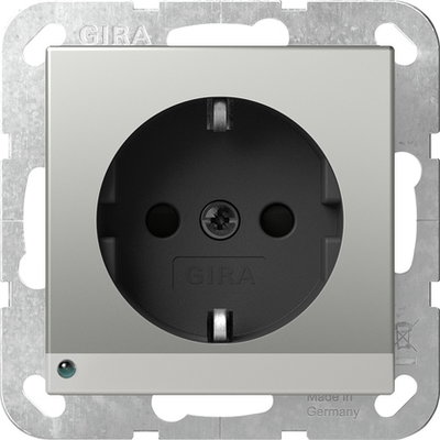 SCHUKO-Steckd. LED-Leuchte + SP System 55 Edelstahl(lack.)