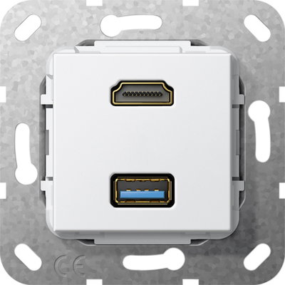 HDMI USB 3.0 A Kpl. Einsatz Reinweiß