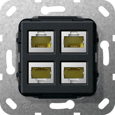 MJ RJ45 Cat.6A 10 Gbit 4f Einsatz Schwarz m