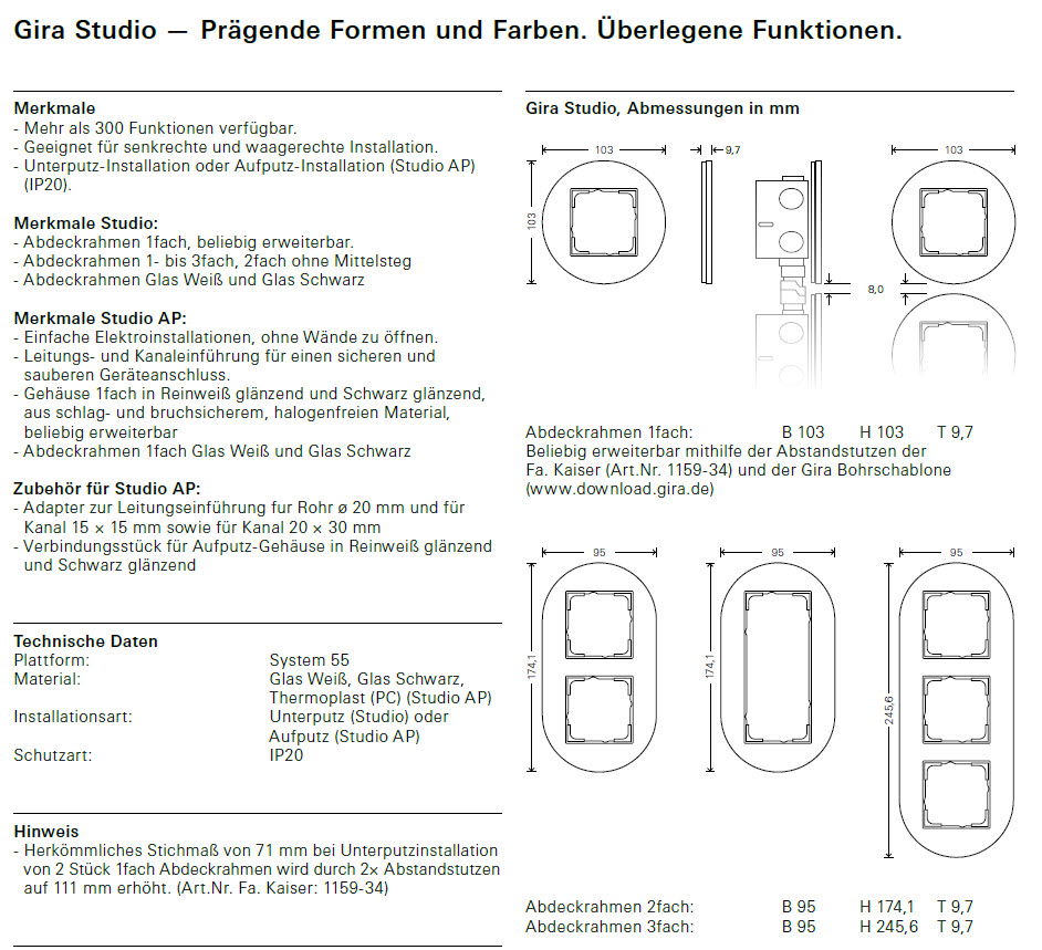 Abdeckrahmen 3f Gira Studio G Schwarz – Bild 2 von 2