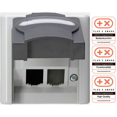 BLUE ELECTRIC - Aufputz-Feuchtraum Leergehäuse, für 2 CAT Module, IP44, Farbe: grau