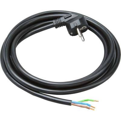Kunststoff-Zuleitung mit Schutzkontaktstecker, H05VV-F3x1,5mm² 3m, Farbe: schwarz