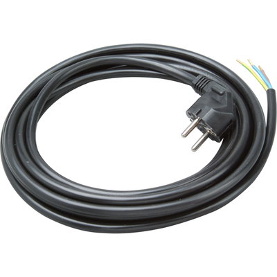 Kunststoff-Zuleitung mit Schutzkontaktstecker, H05VV-F3x1,5mm, 5m, Farbe: schwarz