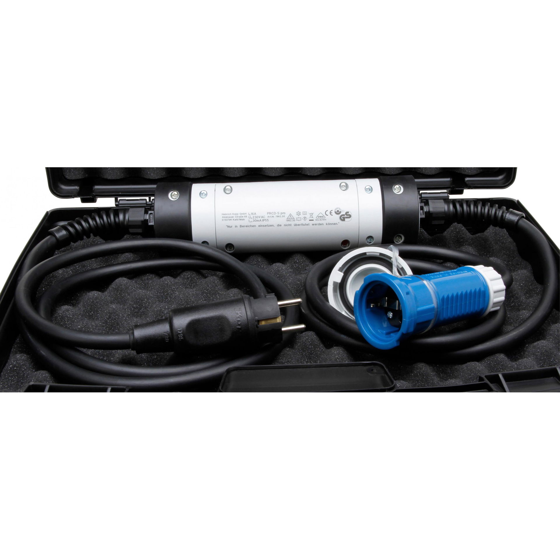 PRCD-S pro, ortsveränderliche Schutzeinrichtung, 3-polig, 0,03A, mit Verlängerung und Tragekoffer, Stecker (IP44) und Kupplung (IP68) für Feuerwehren – Bild 3 von 3