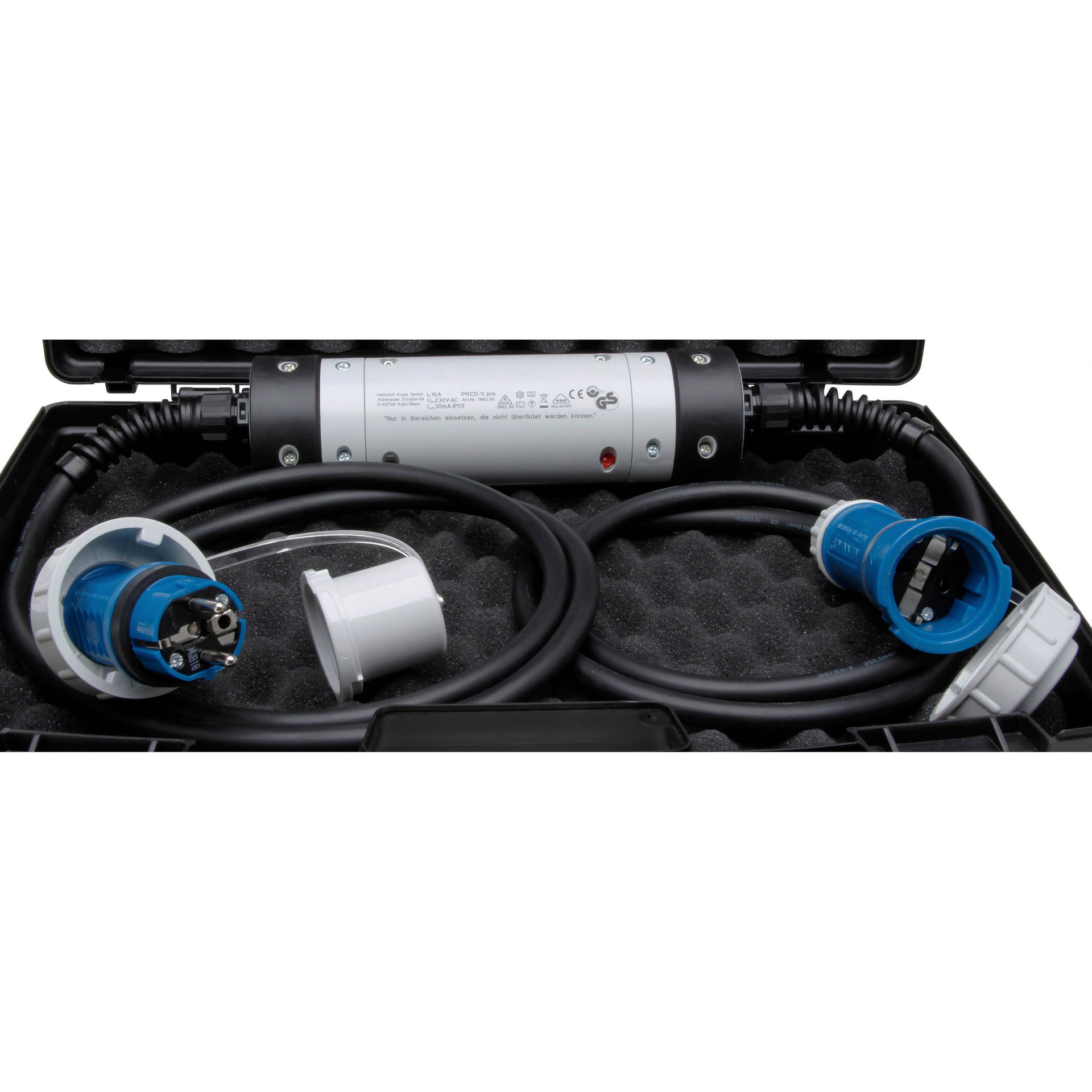 PRCD-S pro, ortsveränderliche Schutzeinrichtung, 3-polig, 0,03A, mit Verlängerung und Tragekoffer, Stecker (IP68) und Kupplung (IP68) für Feuerwehren – Bild 3 von 3