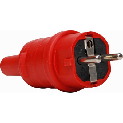 TPE-Schutzkontakt-Stecker, mit Knickschutz, Schutzart IP20, Farbe: rot