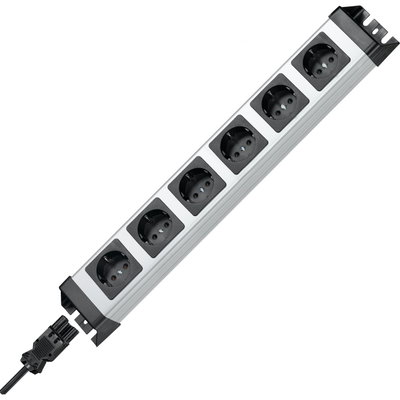 POWERversal 6-fach, kaskadierbar mit Schnellstecksystem, 90° gedrehte Töpfe, anschraubbar, Farbe: silber-schwarz