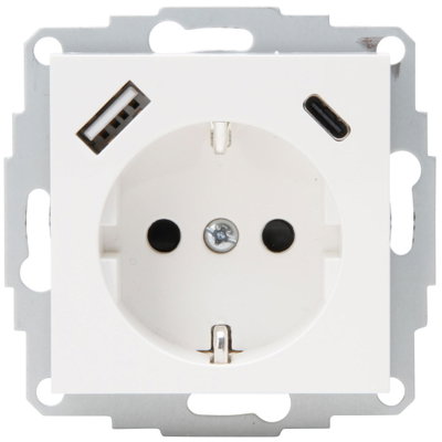 HK07 - Schutzkontakt-Steckdose, USB A/C Anschluss, Farbe: reinweiß