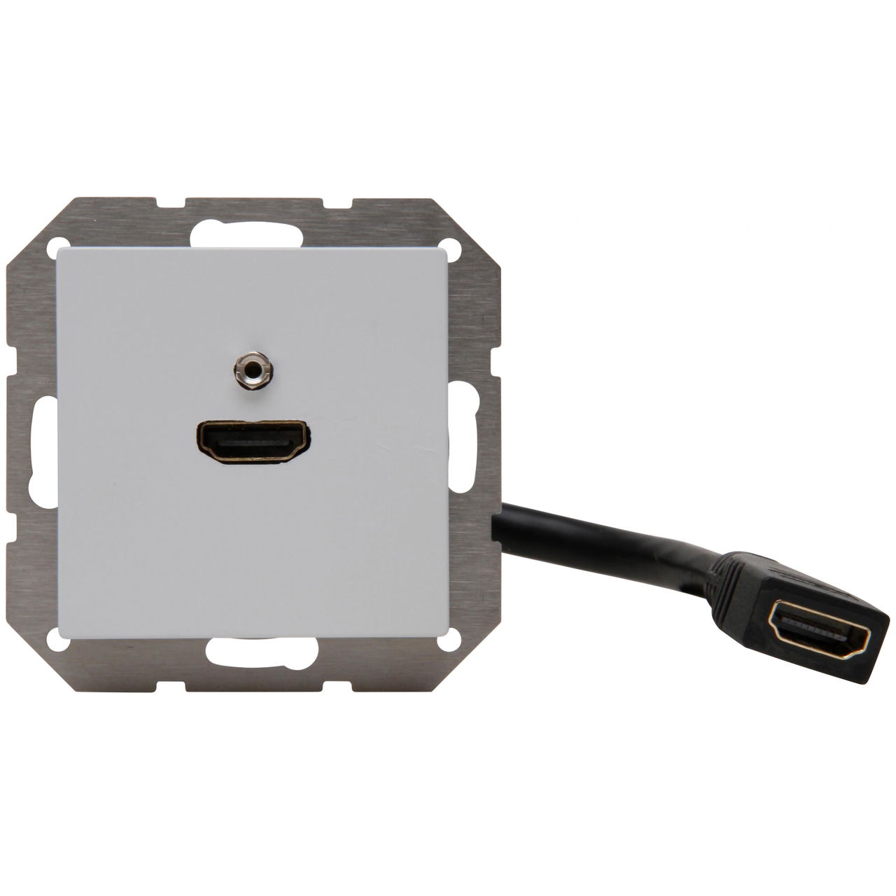 HDMI-Anschlussdose mit Kabelpeitsche 0,2m, Farbe: grau matt