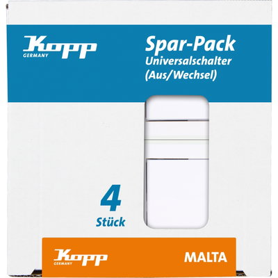 MALTA - Profi-Pack: 4 Universalschalter (Aus-/Wechsel), Farbe: arktisweiß