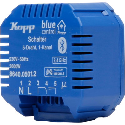 Blue-control Schaltaktor, Schalter 1-Kanal, 5-Draht, mit potentialfreiem Kontakt, mit Bluetooth Mesh-Technologie