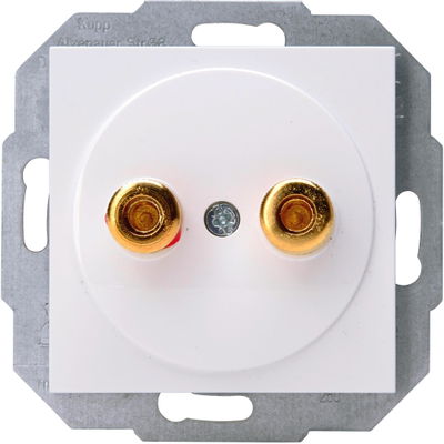 HK07 - Lautsprechersteckdose für 4mm Bananenstecker oder Lautsprecherkabel bis 16mm², Farbe: arktisweiß